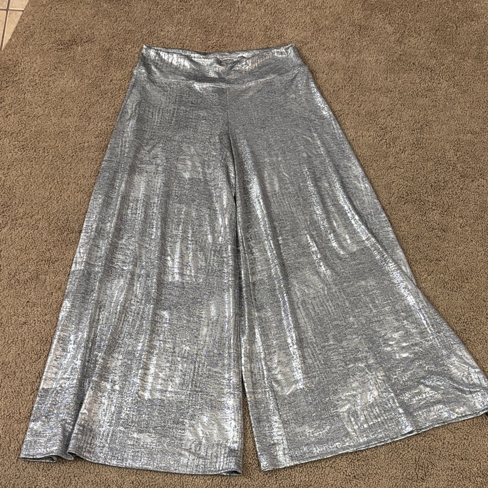 Shimmer Wide-Leg Palazzo Pants in Silver
